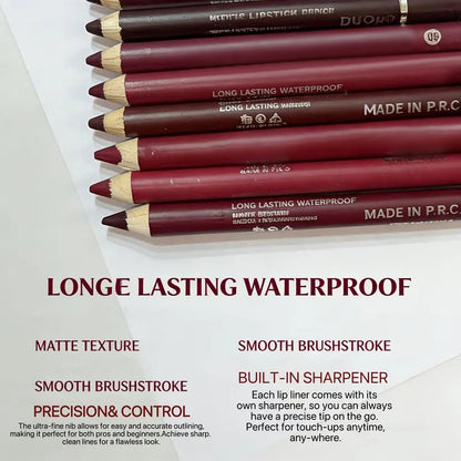 12Pcs Matte Lip Liner Set – Waterproof Smudge-Proof Precise Contour Lip Pencils
