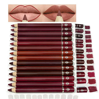 12Pcs Matte Lip Liner Set – Waterproof Smudge-Proof Precise Contour Lip Pencils