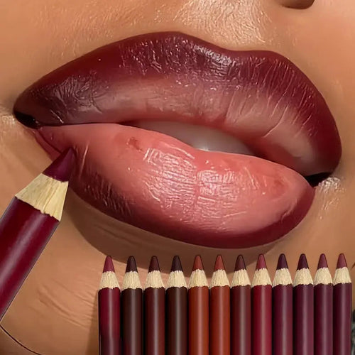 12Pcs Matte Lip Liner Set – Waterproof Smudge-Proof Precise Contour Lip Pencils